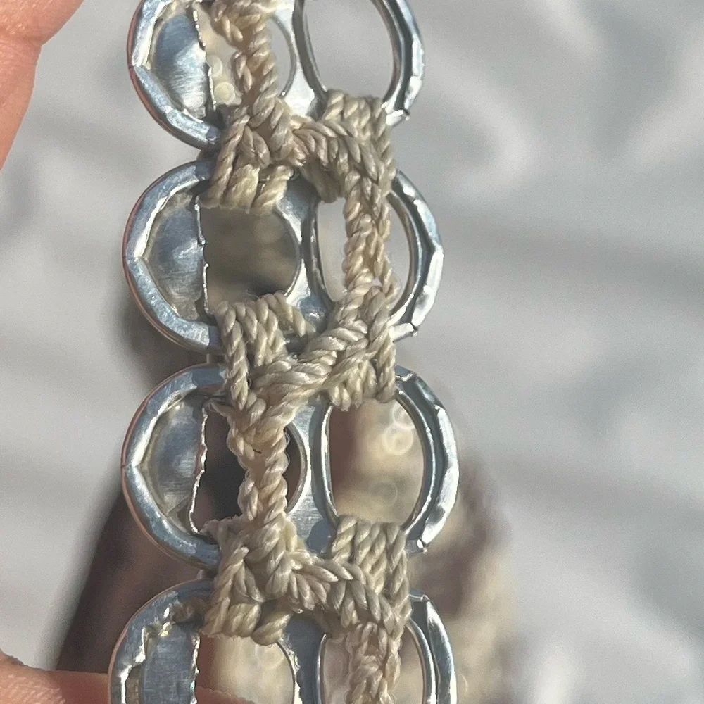 Handmade custom criss cross soda can tabs crochet purse